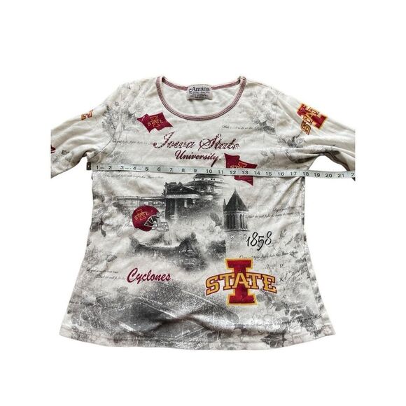 Vintage 90s Iowa State University Football Gemmed Quarter Sleeve Blouse – Size L - Picture 4 of 5